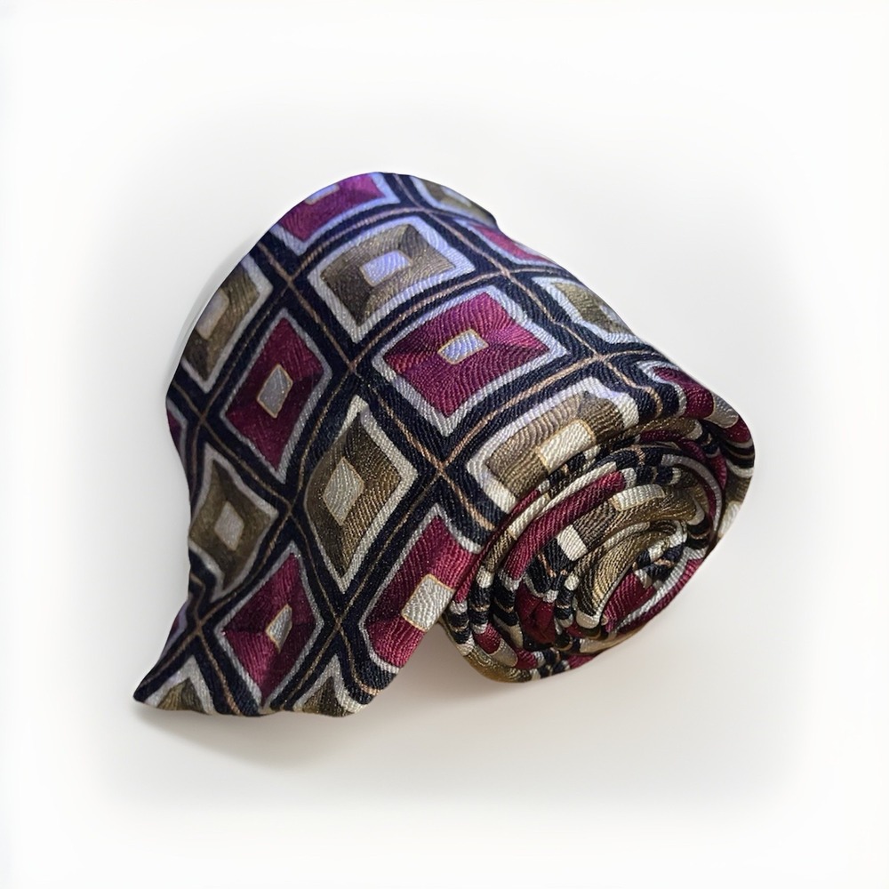 Vtg Ashberry Gold and Red Neck Tie, USA Made From Imported‎ Silk
